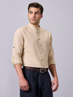 Men's Sand Linen Cotton Regular Fit Shirt
