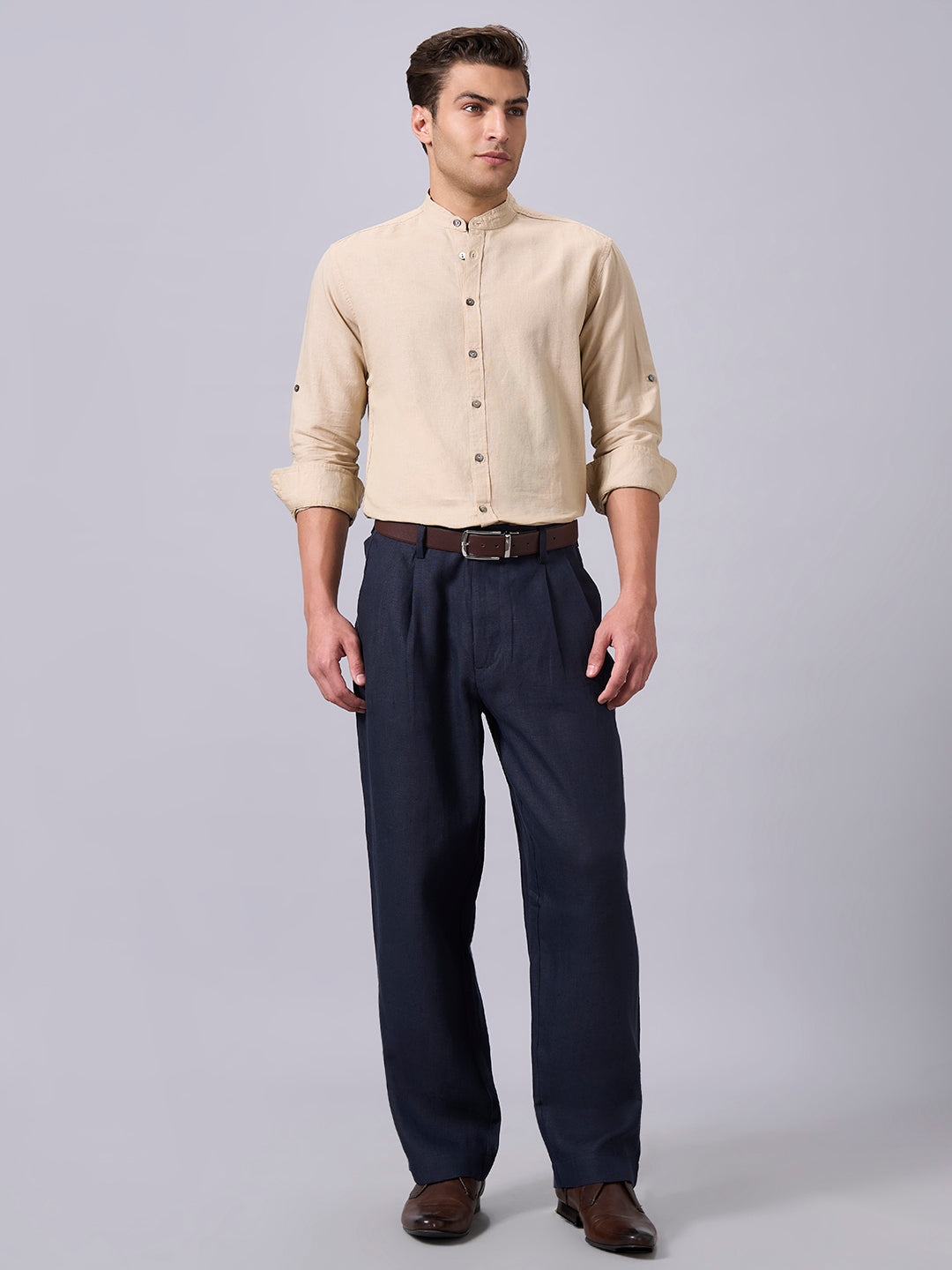 Men's Sand Linen Cotton Regular Fit Shirt