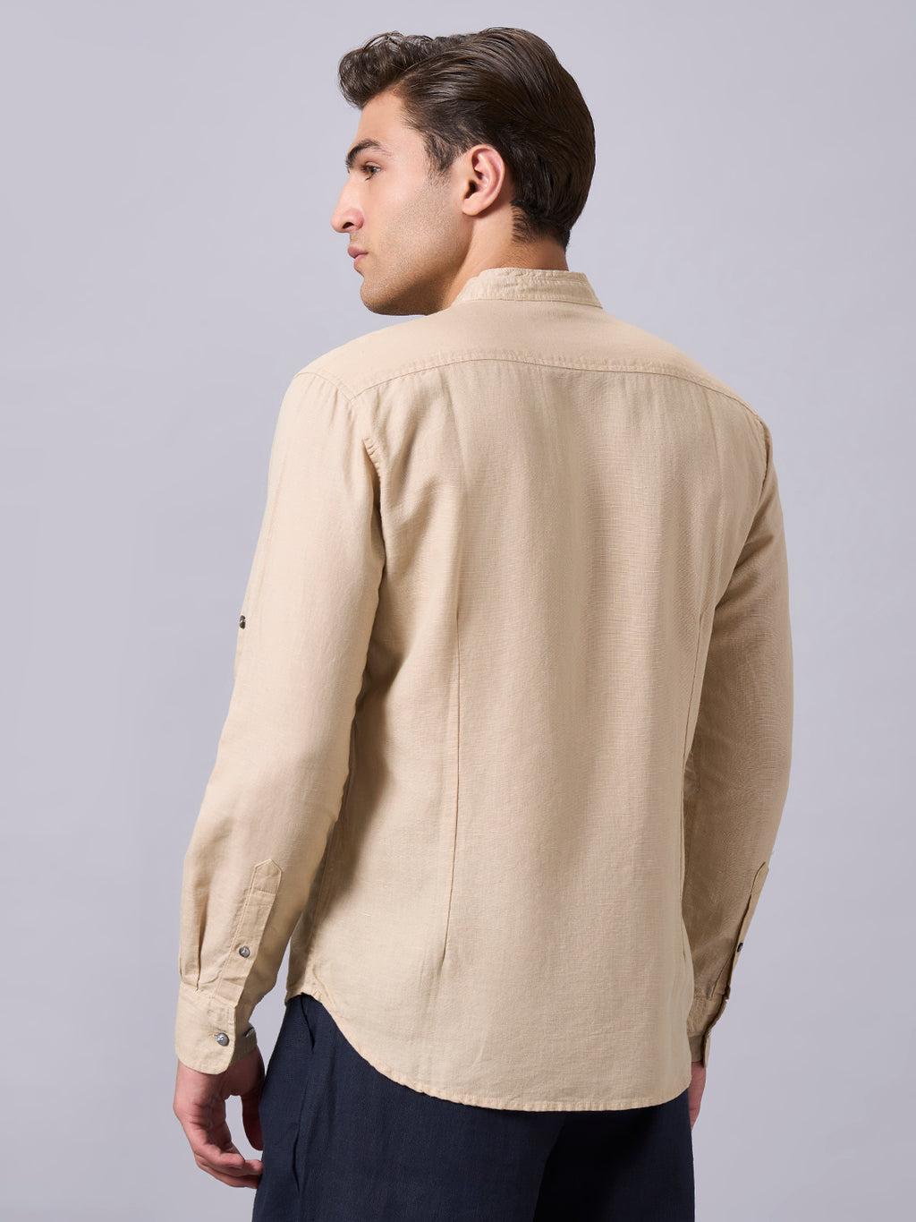 Men's Sand Linen Cotton Regular Fit Shirt