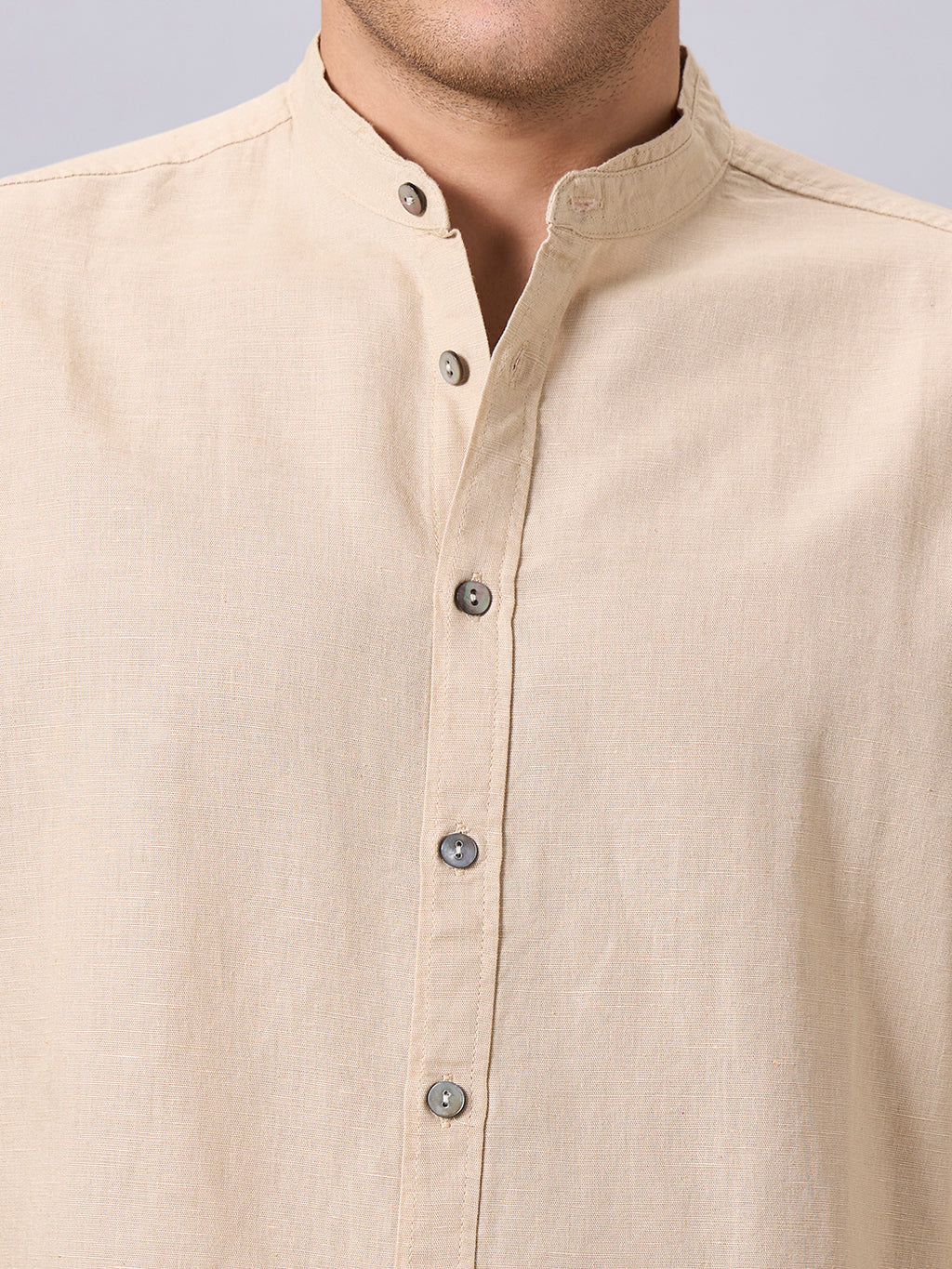Men's Sand Linen Cotton Regular Fit Shirt