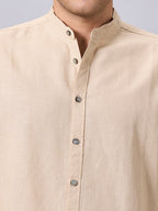 Men's Sand Linen Cotton Regular Fit Shirt