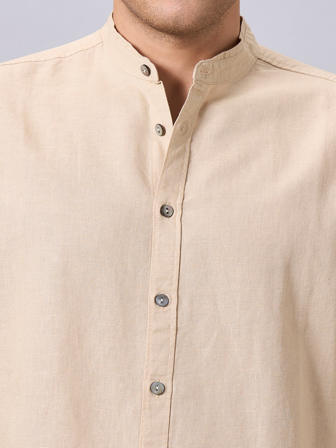 Men's Sand Linen Cotton Regular Fit Shirt