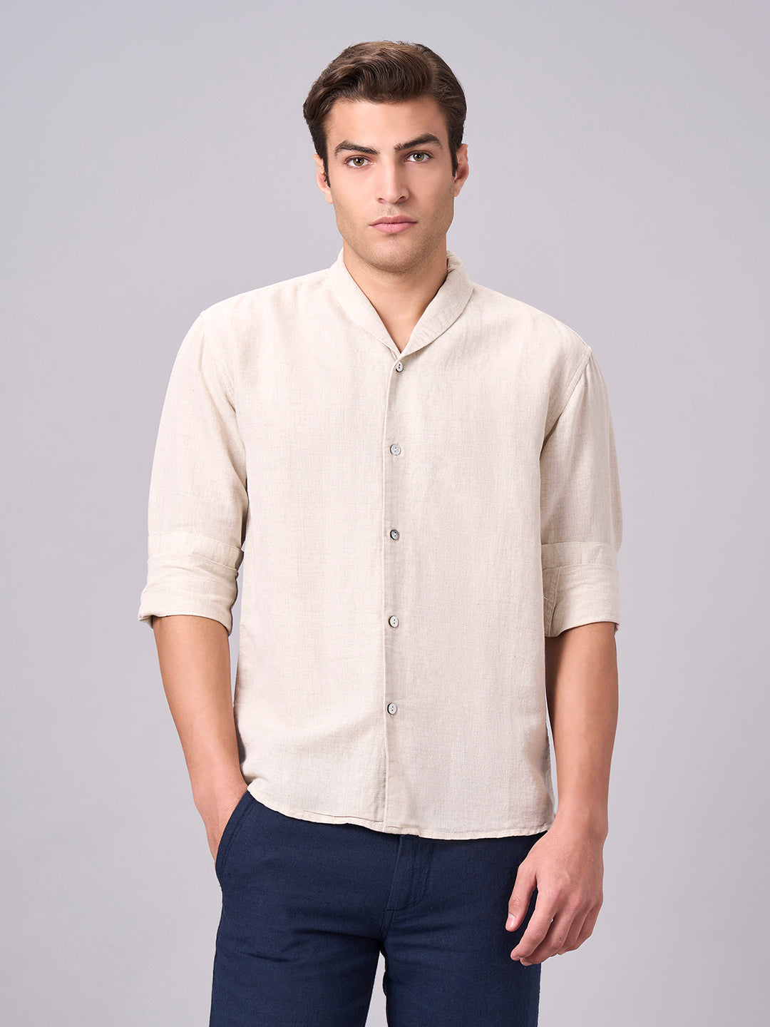 Men's Natural Linen Cotton Regular Fit Shirt