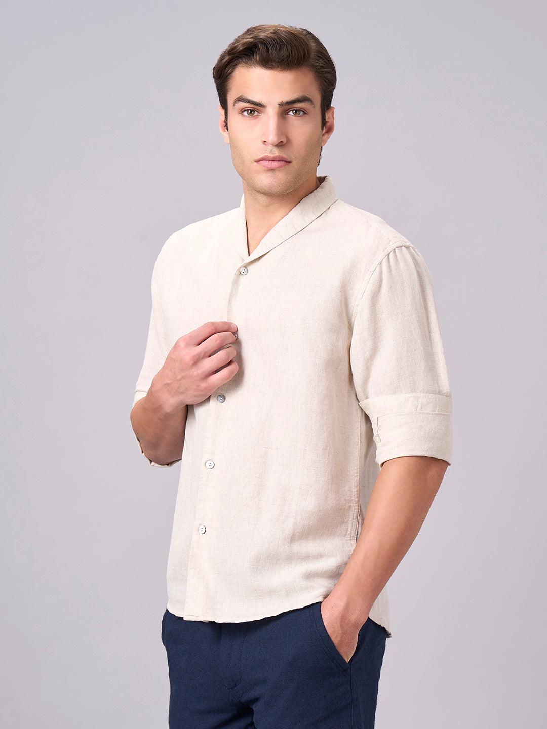 Men's Natural Linen Cotton Regular Fit Shirt
