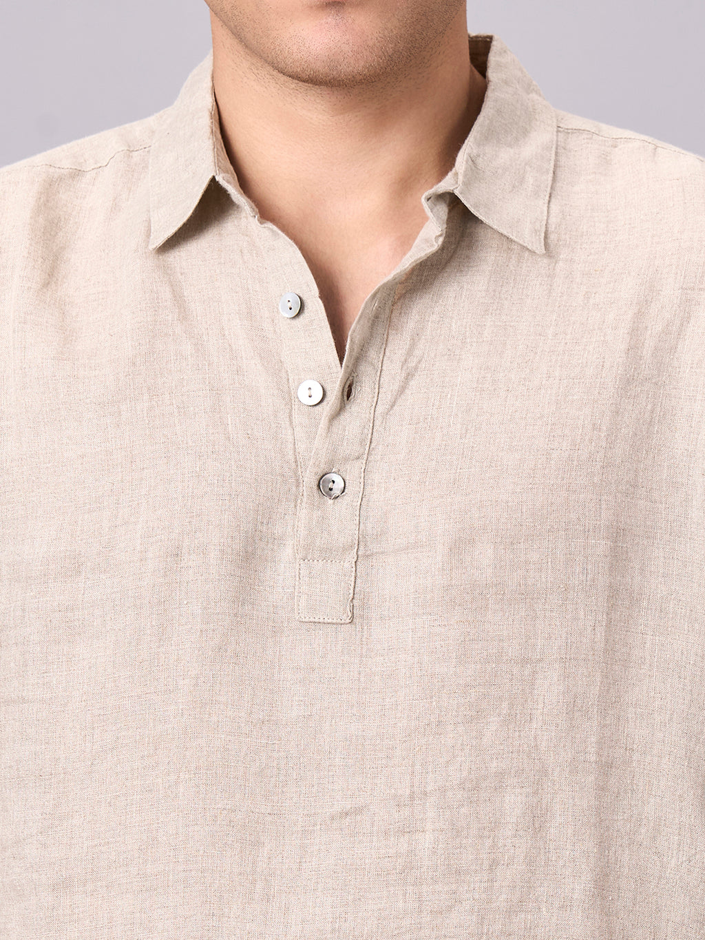 Men's Natural 100% Linen Regular Fit Shirt
