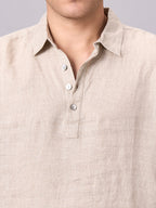 Men's Natural 100% Linen Regular Fit Shirt