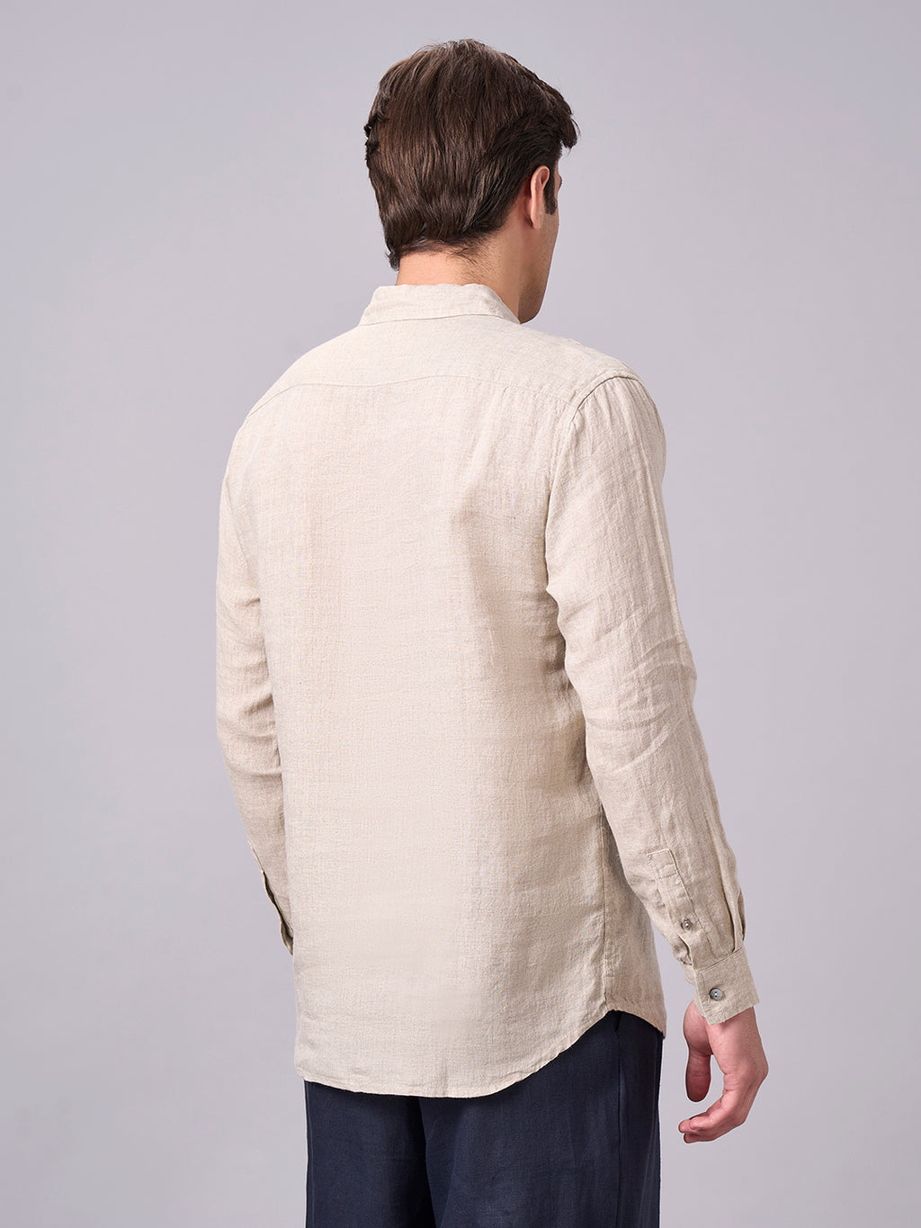 Men's Natural 100% Linen Regular Fit Shirt