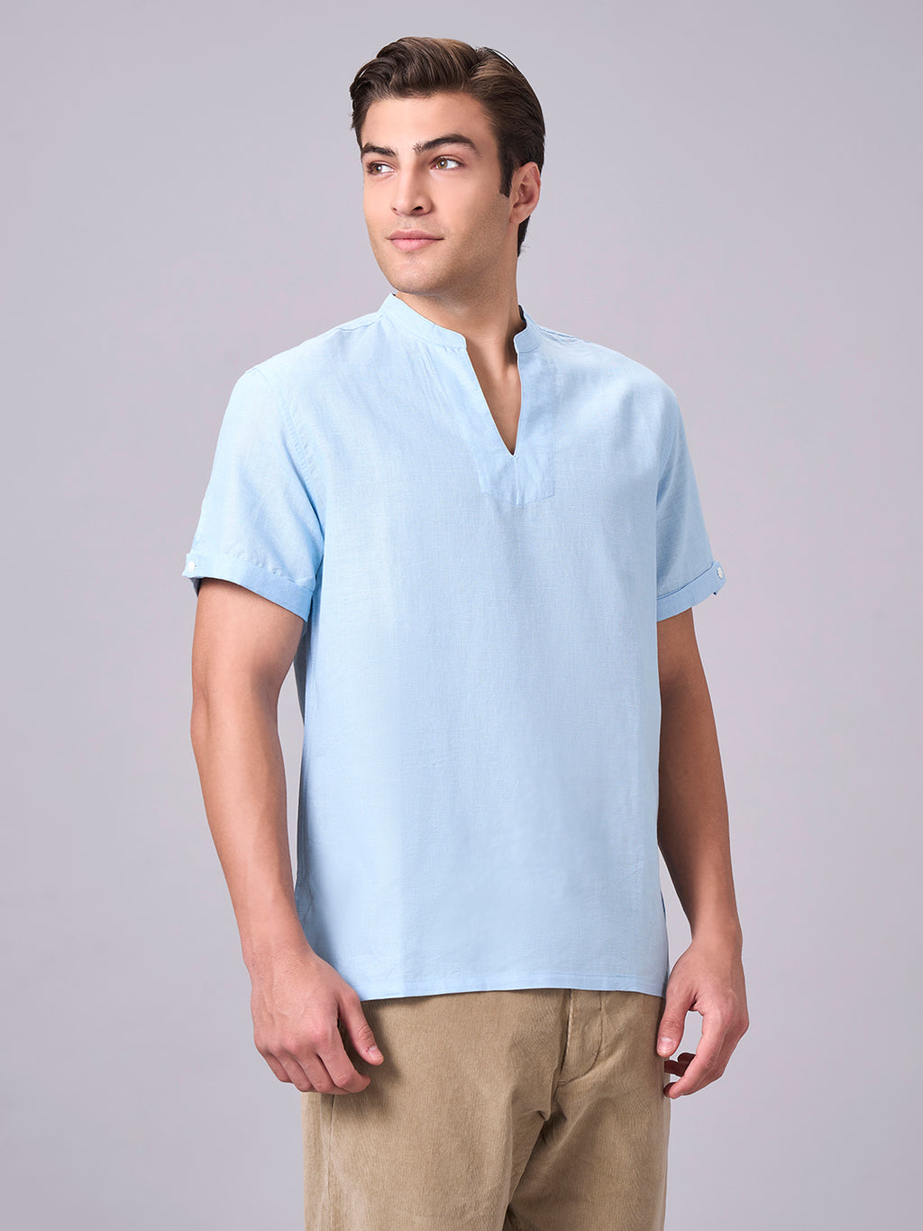 Men's Sky Linen Cotton Regular Fit Kurta Shirt