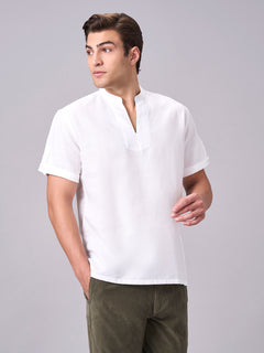 Men’s Linen Cotton Regular Fit Shirt White