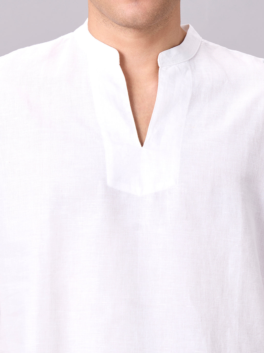 Men's White Linen Cotton Regular Fit Kurta Shirt
