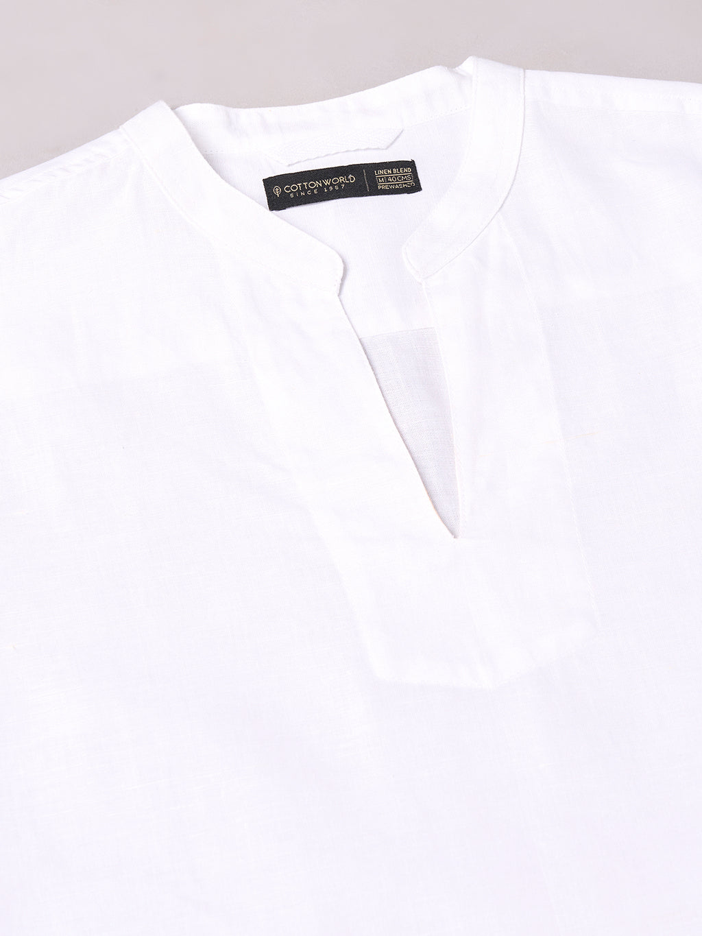Men's White Linen Cotton Regular Fit Kurta Shirt