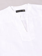 Men's White Linen Cotton Regular Fit Kurta Shirt