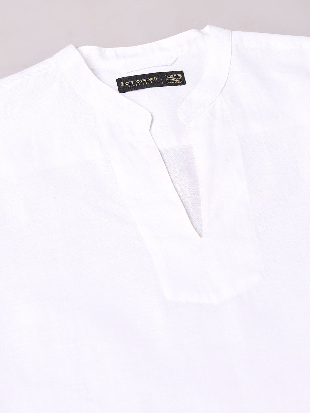 Men's White Linen Cotton Regular Fit Kurta Shirt