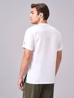 Men’s Linen Cotton Regular Fit Shirt White
