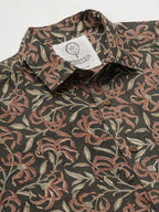 Men's Cotton Hand Block Printed Slim Fit Grey Shirt