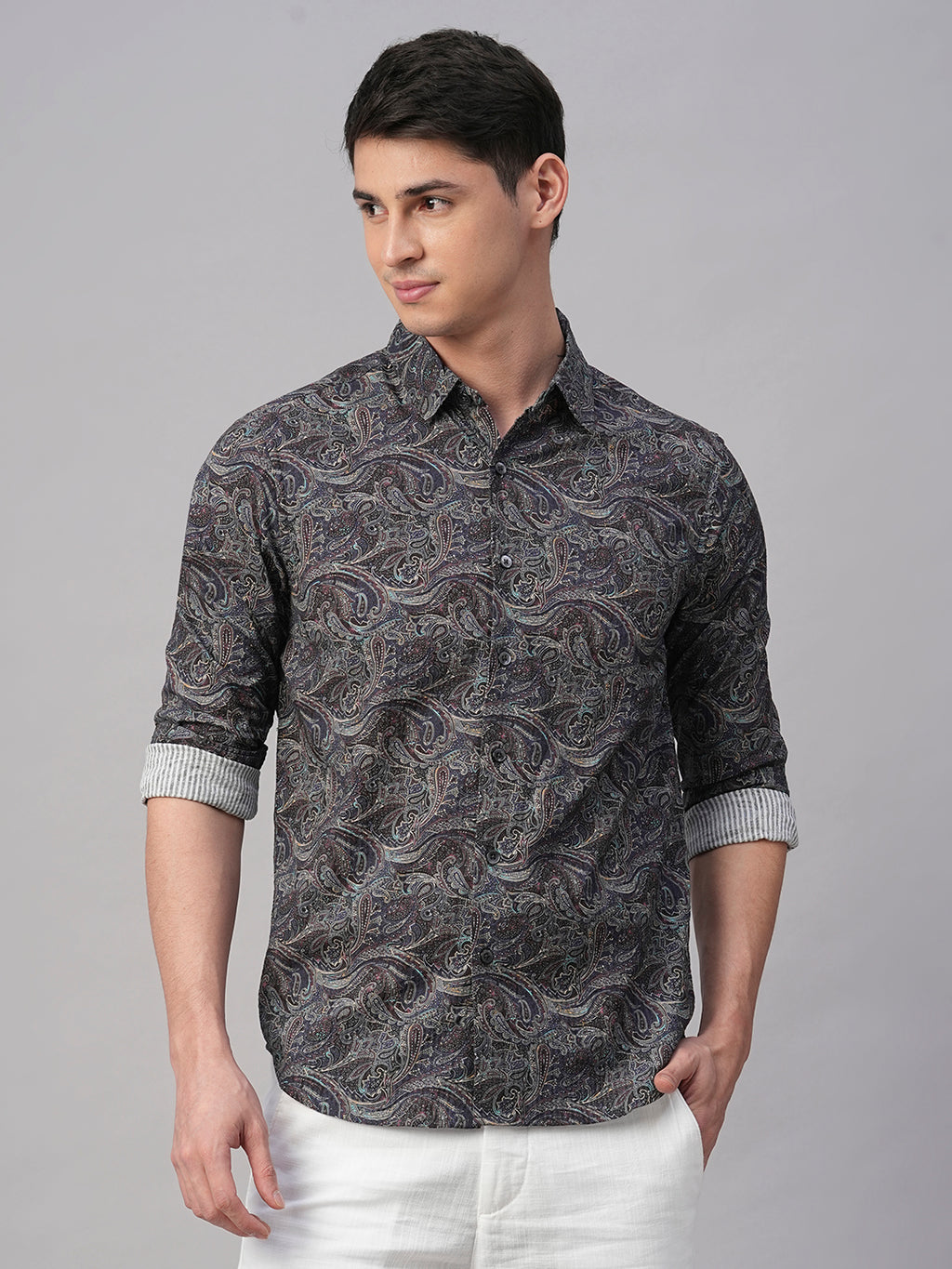 Men's Navy 100% Cotton Slim Fit Shirt