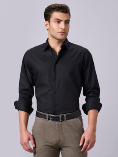 Men’s Cotton Slim Fit Solid Shirt Black