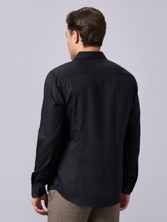 Men’s Cotton Slim Fit Solid Shirt Black