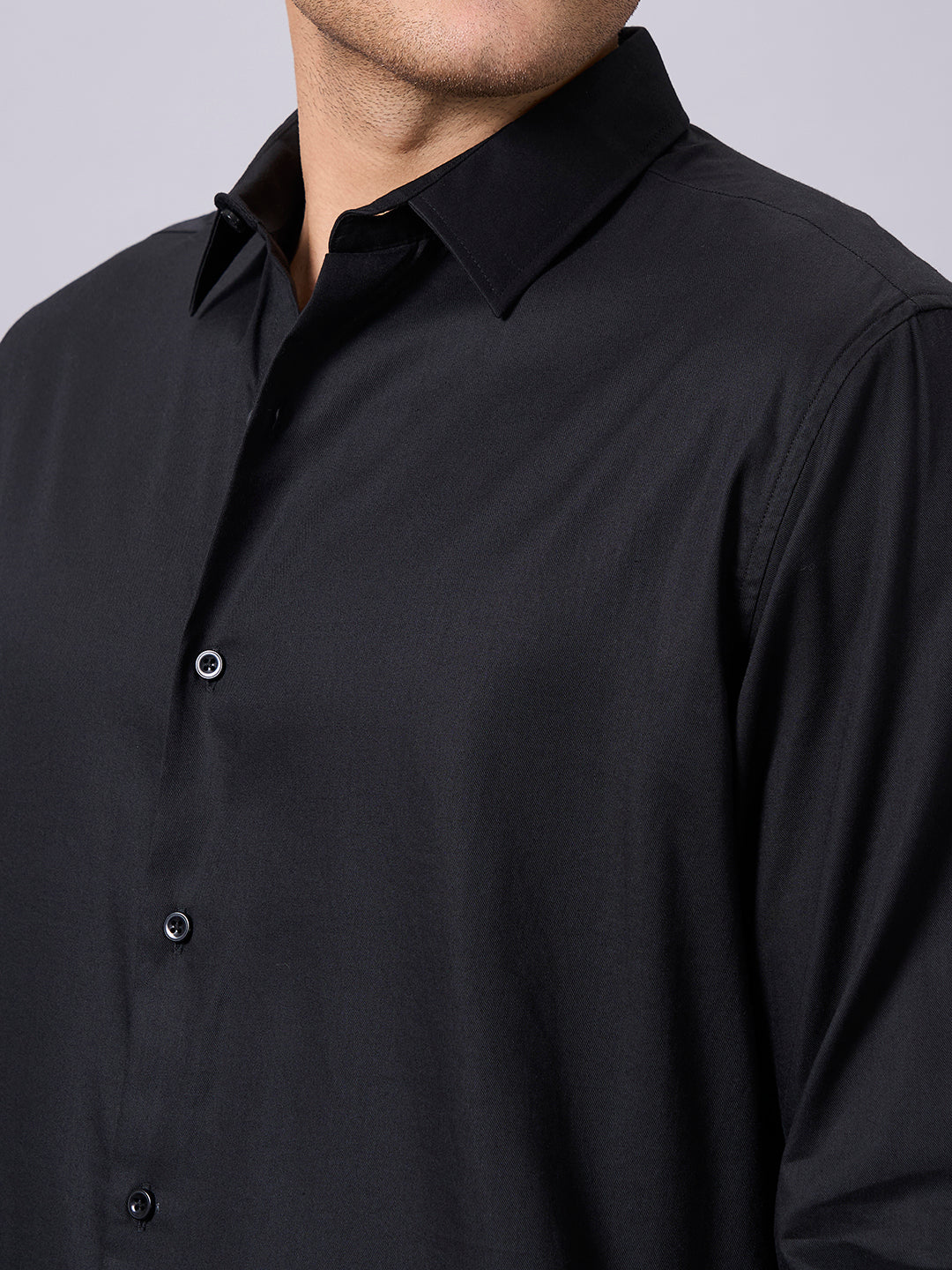 Men's Black 100% Cotton Slim Fit Shirt