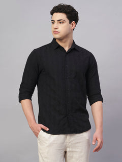 Men’s Cotton Slim Fit Jacquard Shirt Black