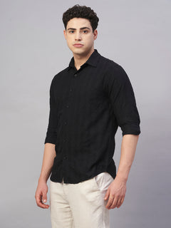 Men’s Cotton Slim Fit Jacquard Shirt Black