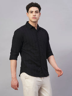Men’s Cotton Slim Fit Jacquard Shirt Black