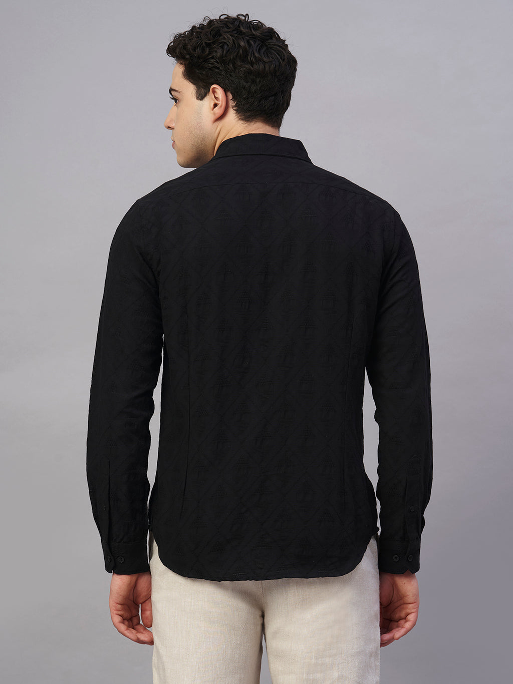 Men's Black 100% Cotton Slim Fit Shirt