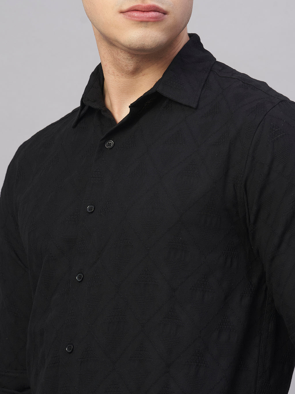 Men's Black 100% Cotton Slim Fit Shirt