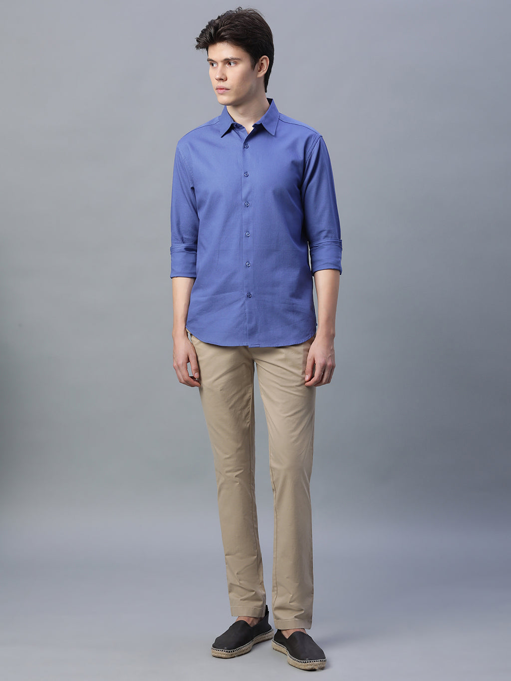 Men's Blue 100% Cotton Slim Fit Shirt
