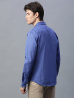 Men's Blue 100% Cotton Slim Fit Shirt