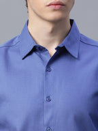 Men's Blue 100% Cotton Slim Fit Shirt
