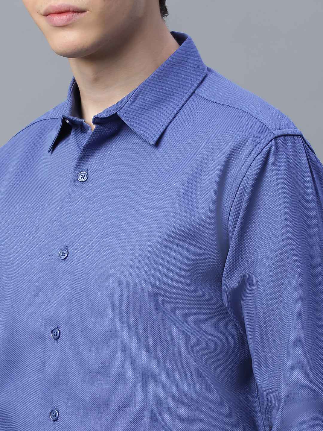 Men's Blue 100% Cotton Slim Fit Shirt