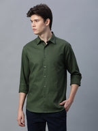 Men's 100% Cotton Slim Fit Shirt Olive