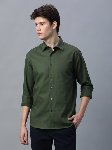 Men's 100% Cotton Slim Fit Shirt Olive