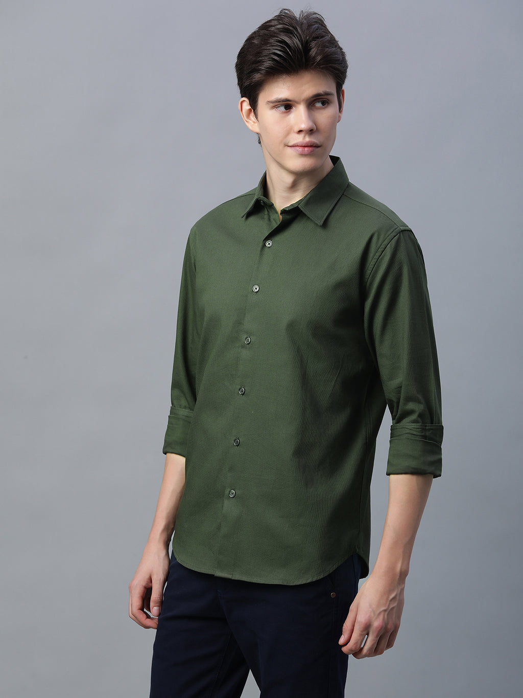 Men's 100% Cotton Slim Fit Shirt Olive