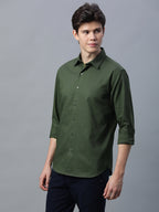 Men's 100% Cotton Slim Fit Shirt Olive