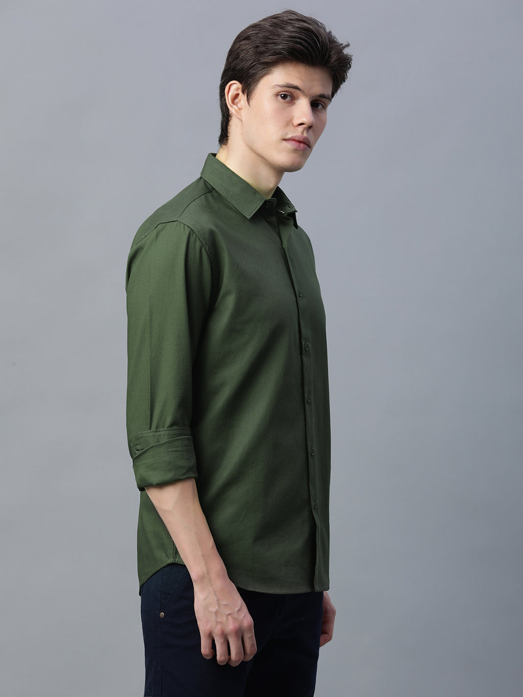 Men's 100% Cotton Slim Fit Shirt Olive