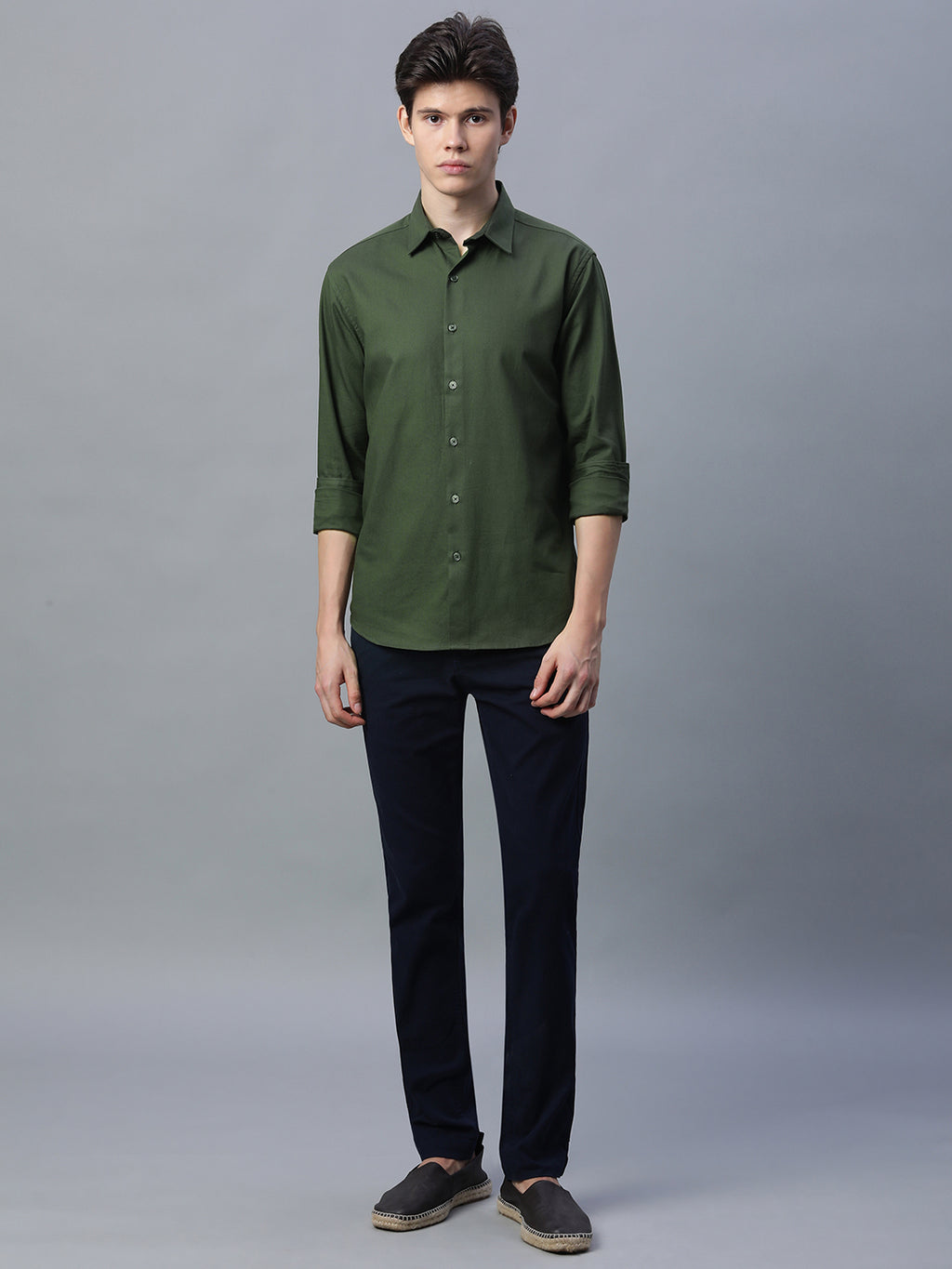 Men's 100% Cotton Slim Fit Shirt Olive