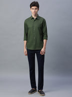 Men's 100% Cotton Slim Fit Shirt Olive