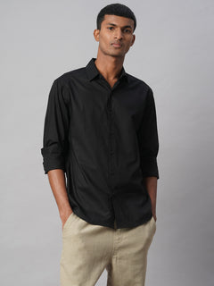 Men’s Cotton Slim Fit No Pocket Shirt Black