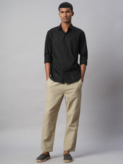 Men’s Cotton Slim Fit No Pocket Shirt Black