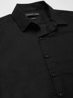 Men’s Cotton Slim Fit No Pocket Shirt Black