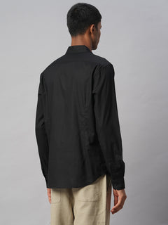 Men’s Cotton Slim Fit No Pocket Shirt Black