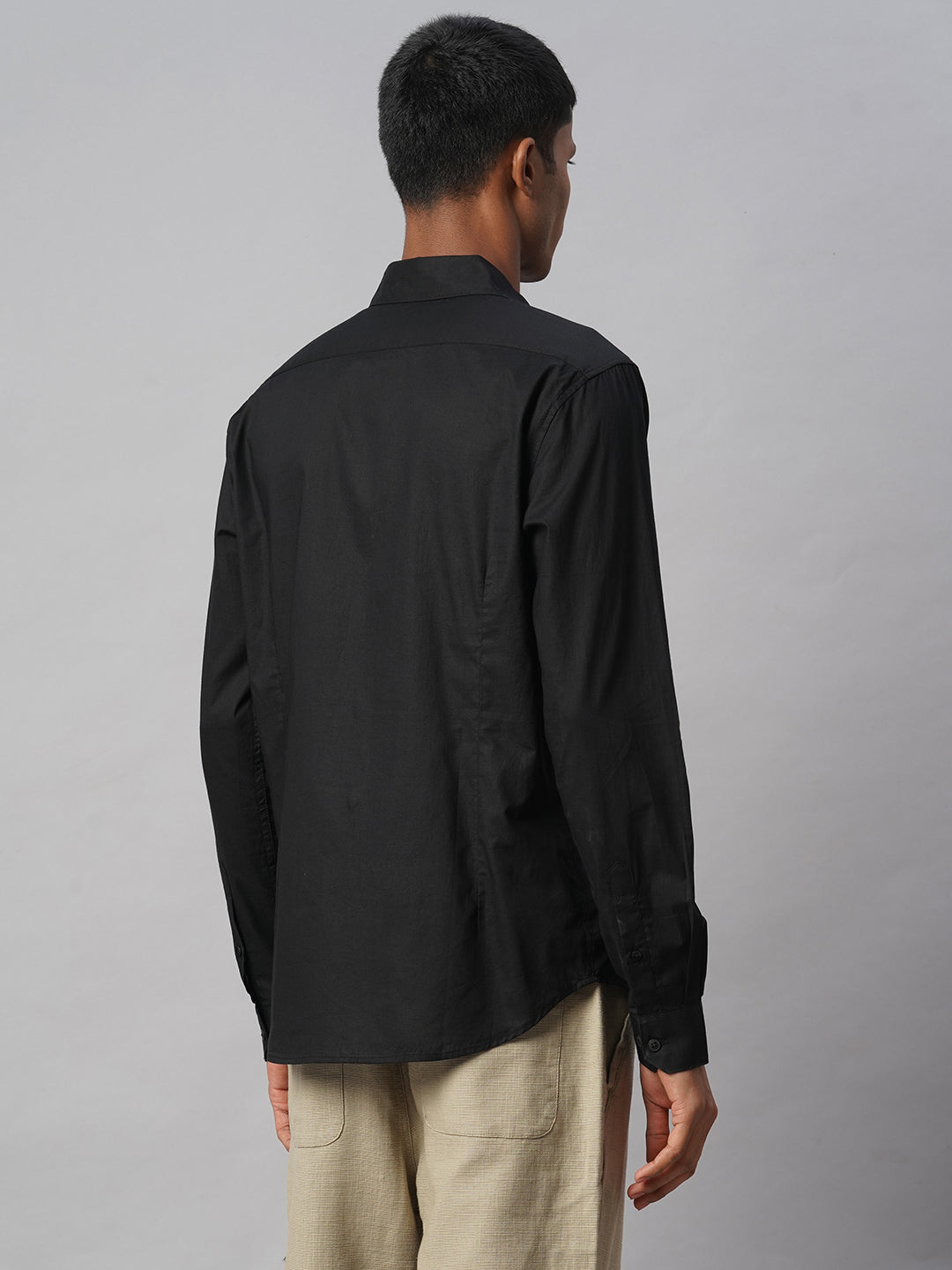 Men's Black 100% Cotton Slim Fit Shirt