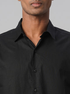 Men’s Cotton Slim Fit No Pocket Shirt Black