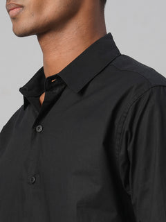 Men’s Cotton Slim Fit No Pocket Shirt Black