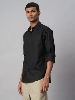Men’s Cotton Slim Fit No Pocket Shirt Black