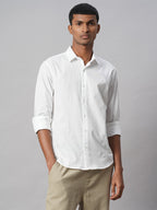 Men's White 100% Cotton Slim Fit Shirt