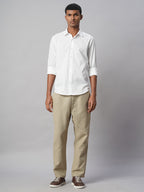 Men's White 100% Cotton Slim Fit Shirt