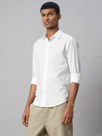 Men's White 100% Cotton Slim Fit Shirt